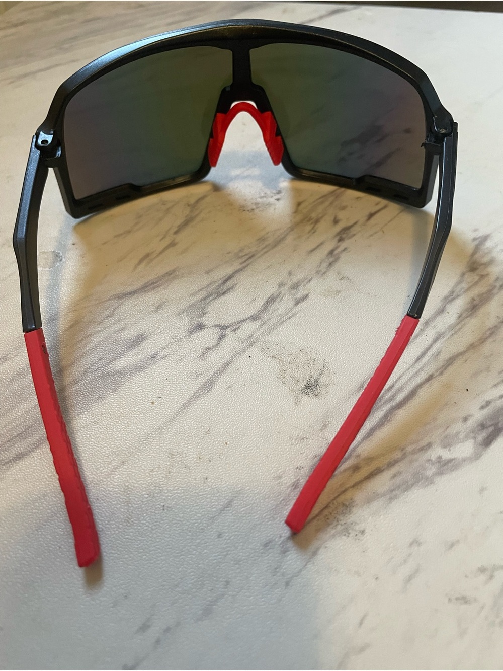 Men's Sports Wrap Sunglasses - Red/Black Frame with Mirrored Orange Lens - Picture 7 of 7